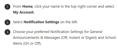 Click your name in top right corner and select my account. Then select notification settings on the left.